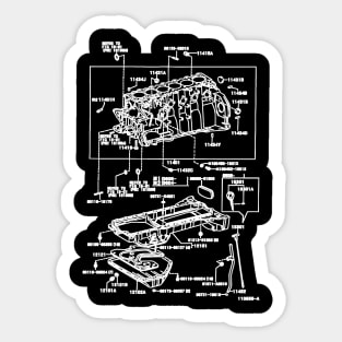 2JZ-GE JDM Supra Engine Exploded Blueprint Sticker